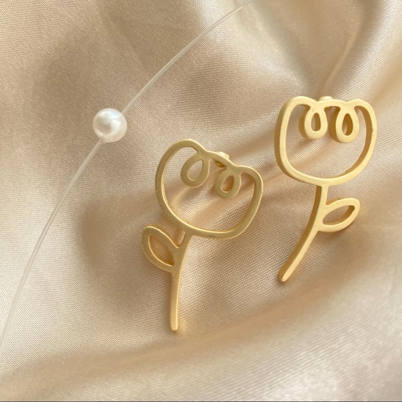 Lagom Studio Jewelry - 💙Rosebud Gold-tone Stud Earrings